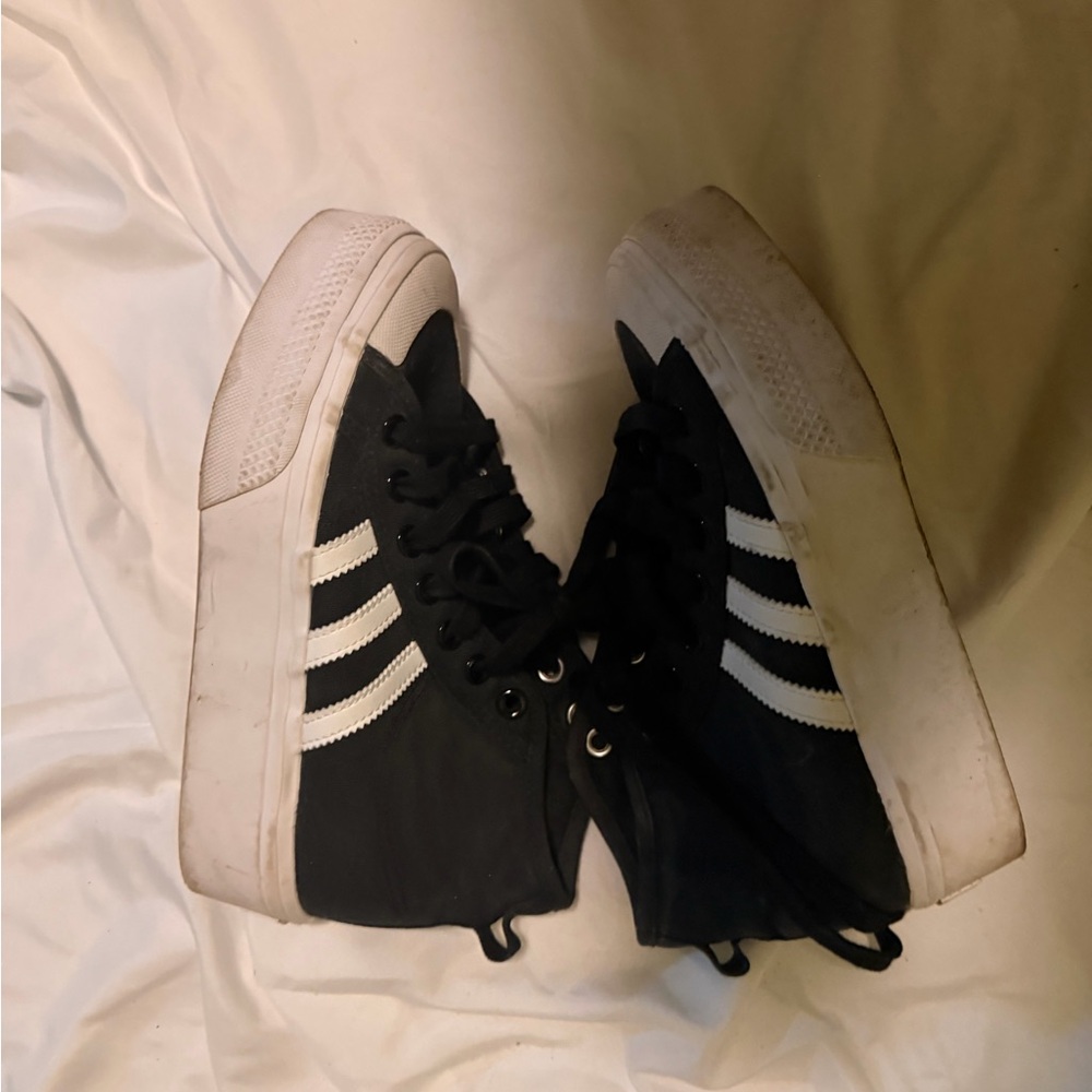 adidas Black and White Platform High-Top Sneakers